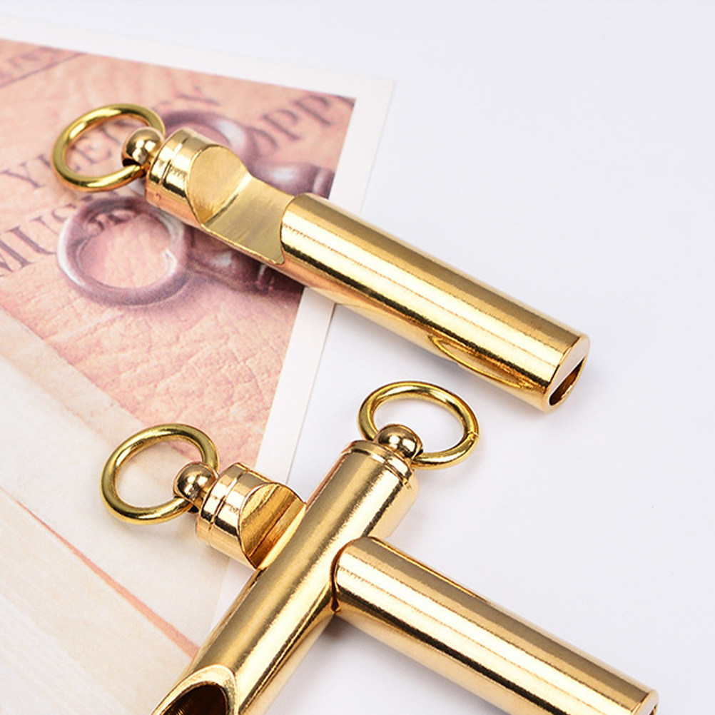 Emergency Whistle Loud - 2Pcs Outdoor Survival Whistle Copper Golden