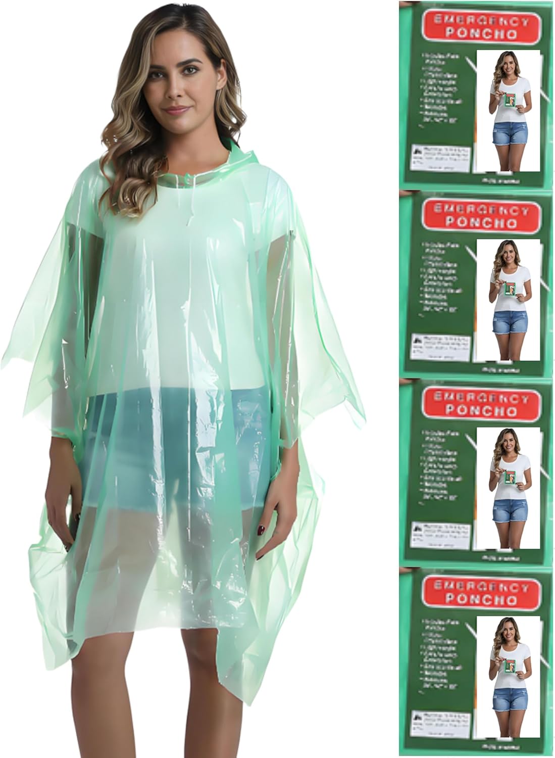 Emergency Poncho Rain - Disposable Rain Ponchos for Adults with