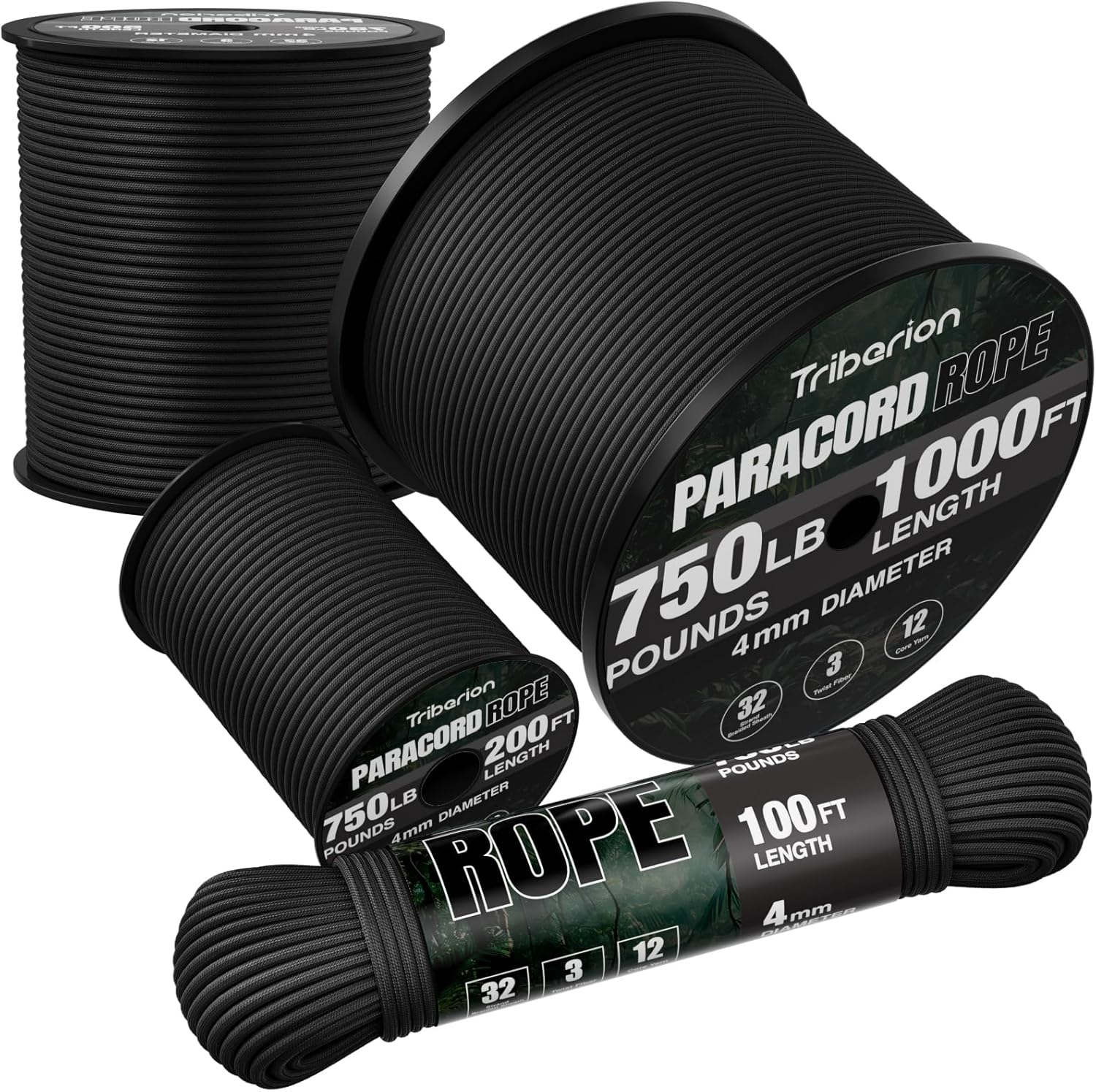 Para Cord 1000Ft - 750lb Paracord Rope 1000ft/500ft/200ft/100ft 5/32