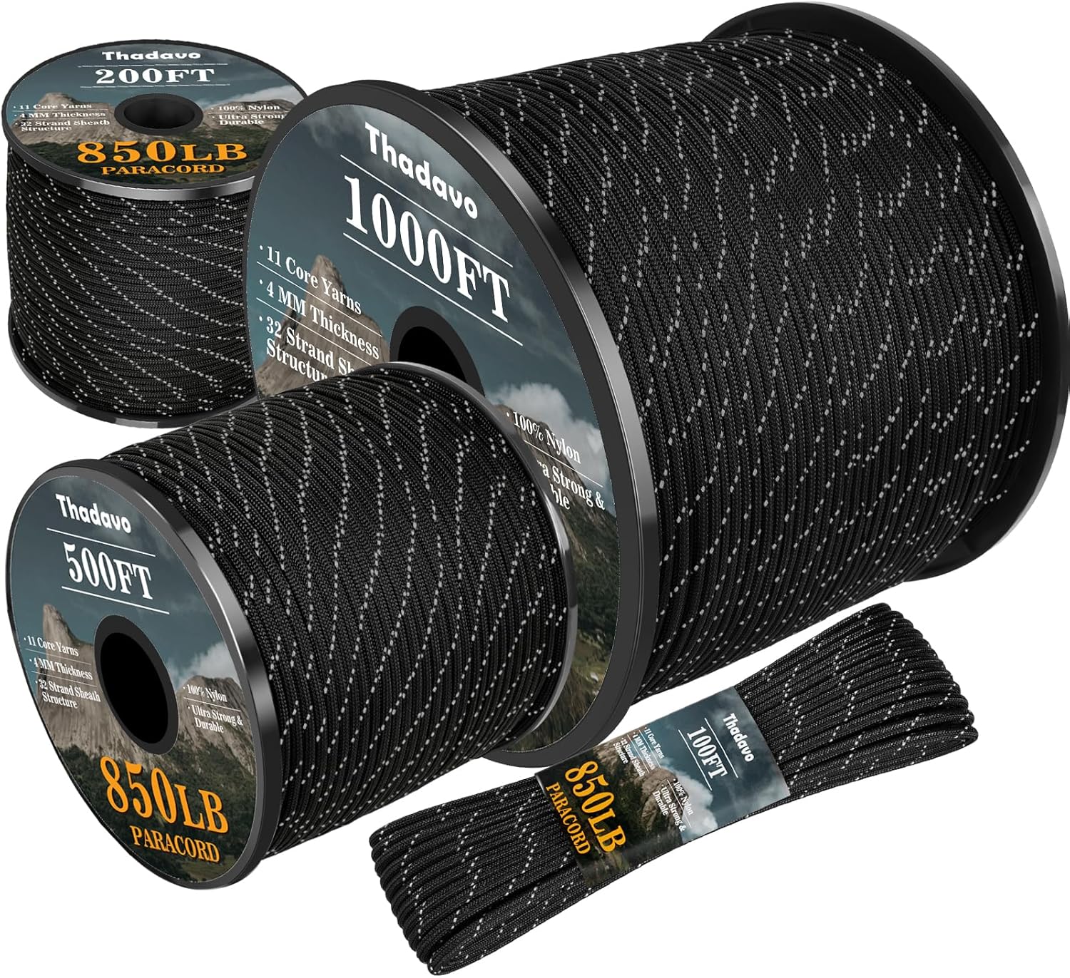 850lb Reflective Paracord Rope - Para Cord 1000Ft のレビューと価格