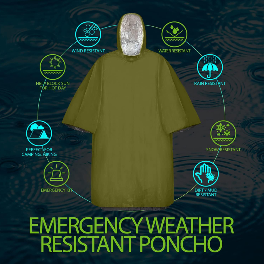3/5-Pack Emergency Poncho Set  - Emergency Poncho Rain のレビューと価格