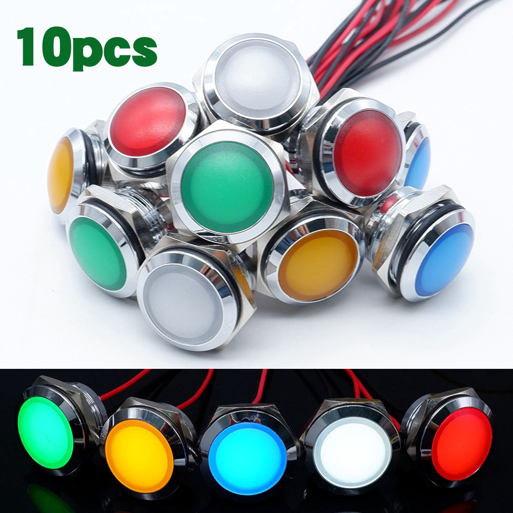 10pcs 12/16/19/22mm Metal LED  - Signal Panel Orange のレビューと価格