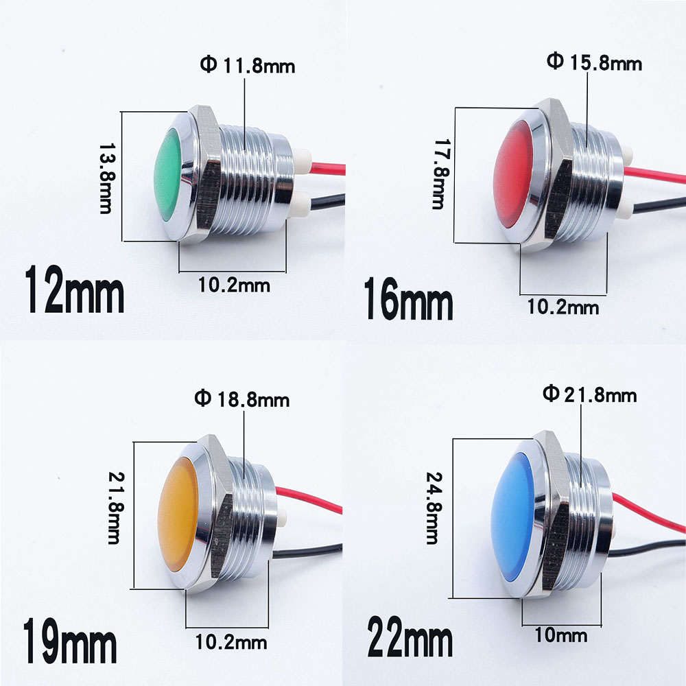 10pcs 12/16/19/22mm Metal LED  - Signal Panel Orange のレビューと価格