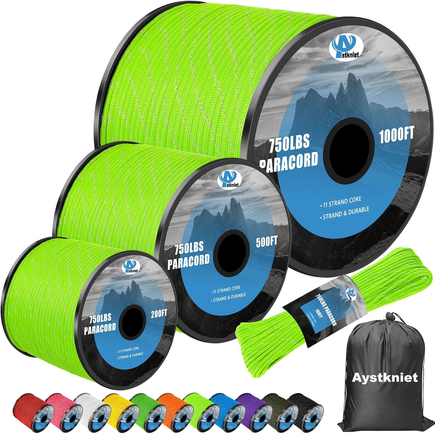750lb Reflective Paracord Rope - Para Cord 1000Ft のレビューと価格