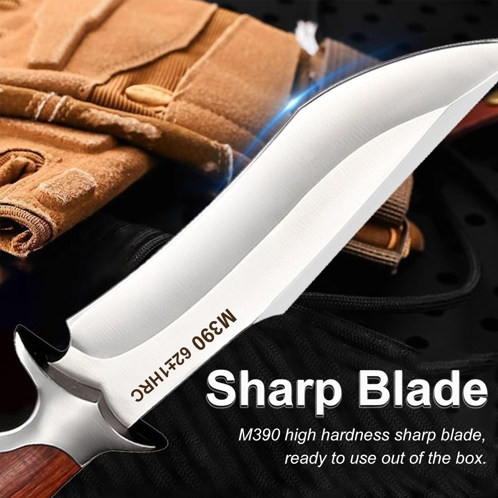Outdoor Pocket knife M390 stee - Bushcraft Knife Fixed のレビューと価格