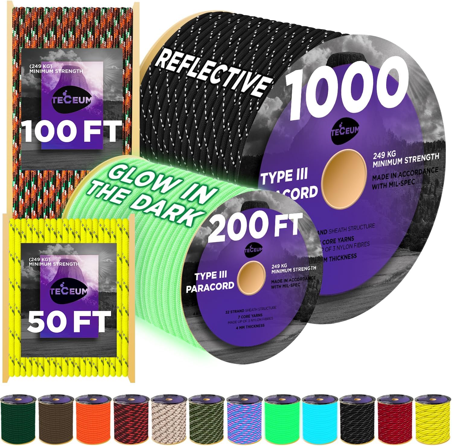 Reflective Paracord Rope 1000f - Para Cord 1000Ft のレビューと価格
