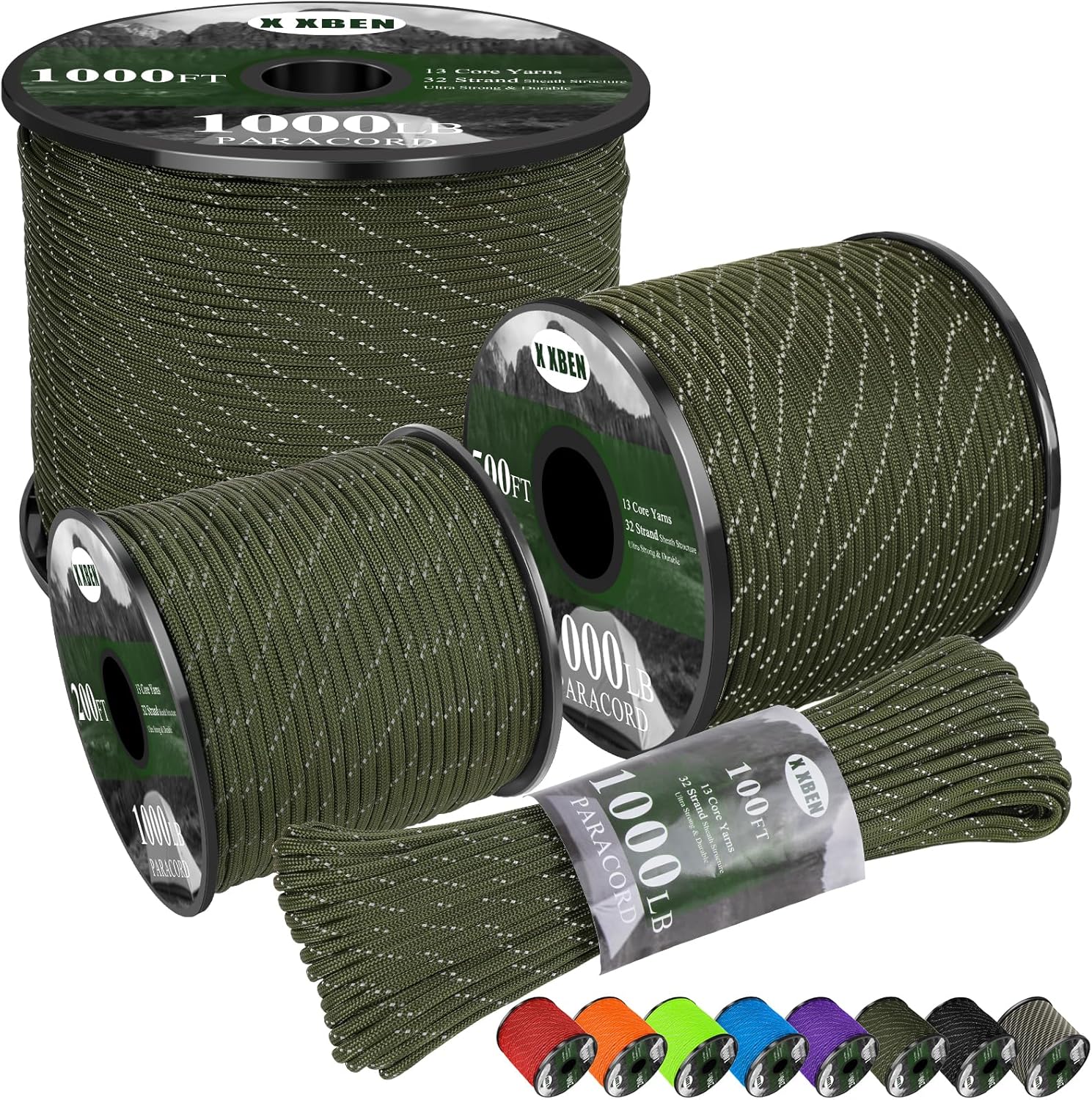 1000lb Reflective Paracord 4mm - Para Cord 1000Ft のレビューと価格