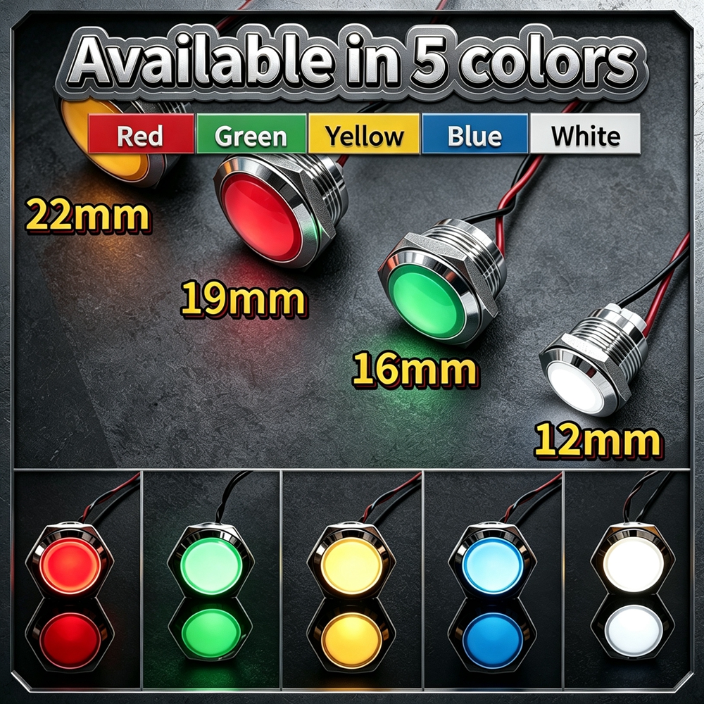 12mm 16mm 19mm 22mm Metal LED  - Signal Panel Orange のレビューと価格