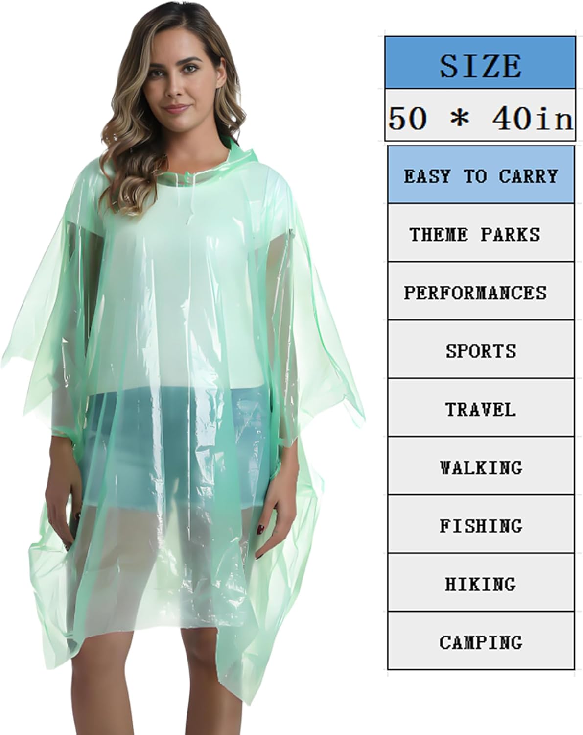Disposable Rain Ponchos for Ad - Emergency Poncho Rain のレビューと価格