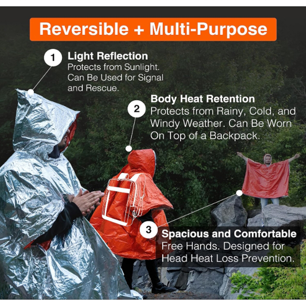 Portable Outdoor Emergency Rai - Emergency Poncho Rain のレビューと価格