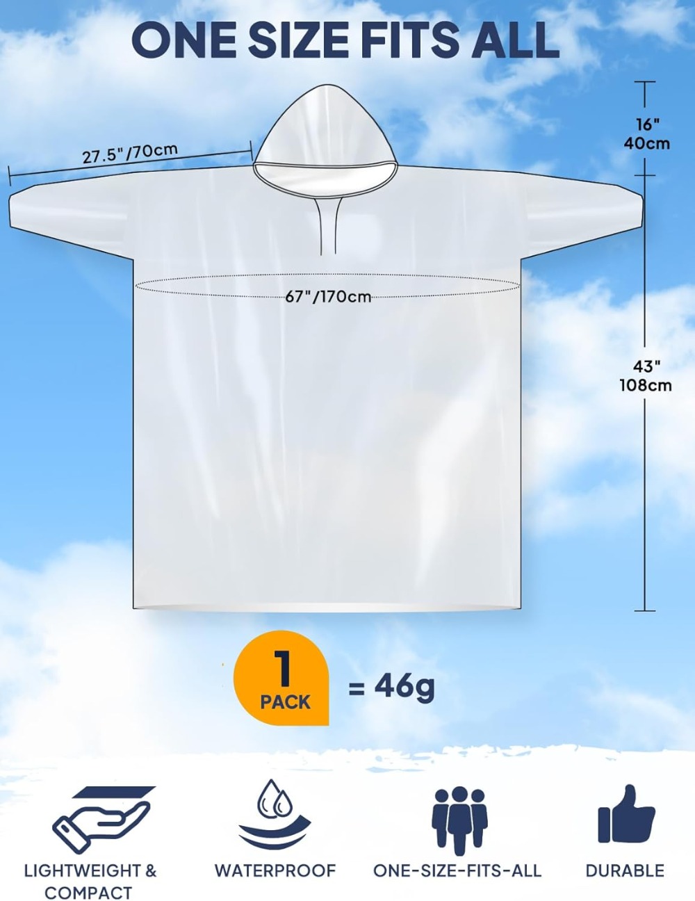 Disposable Rain Poncho for Adu - Emergency Poncho Rain のレビューと価格