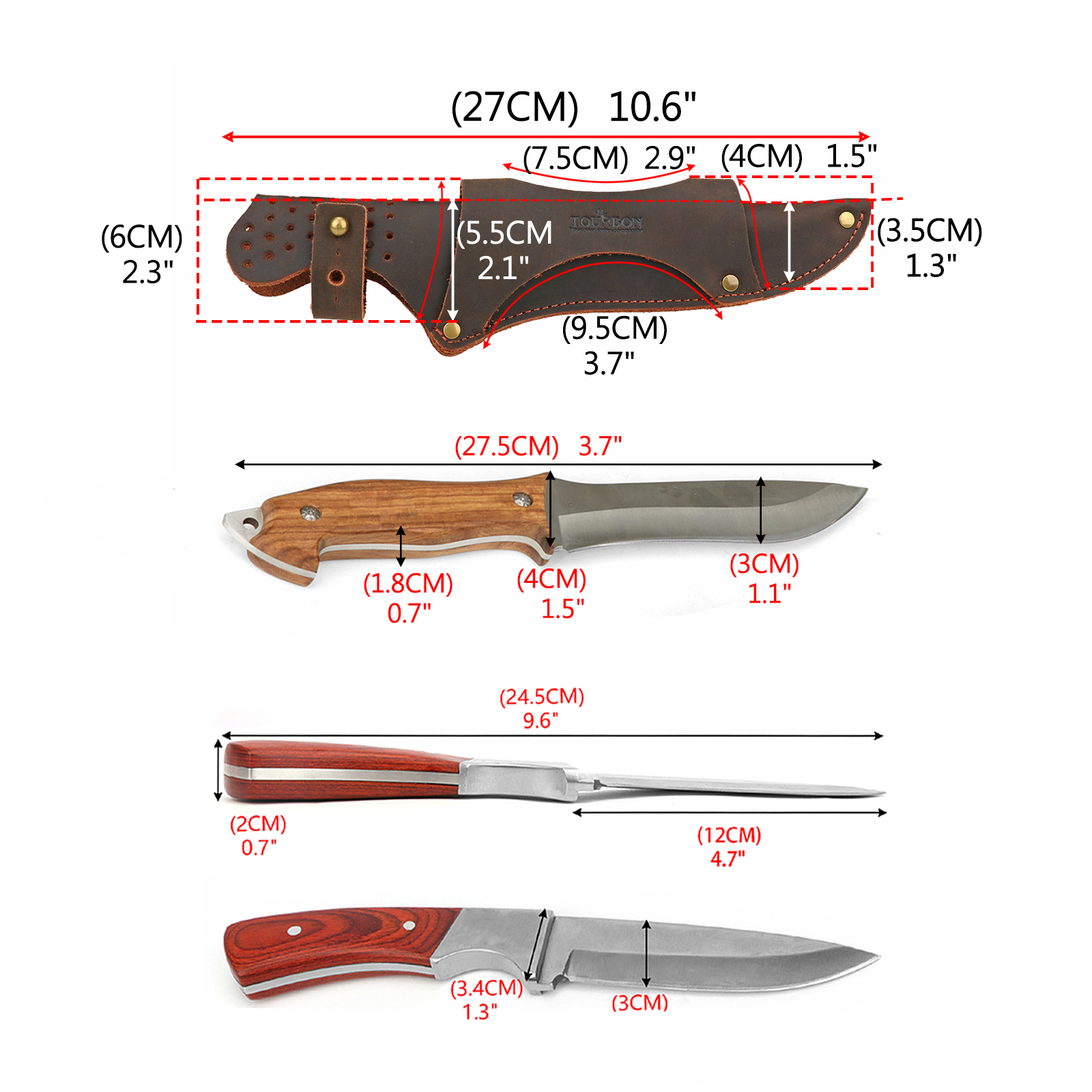 Tourbon Leather Tool Fixed Bla - Bushcraft Knife Fixed のレビューと価格