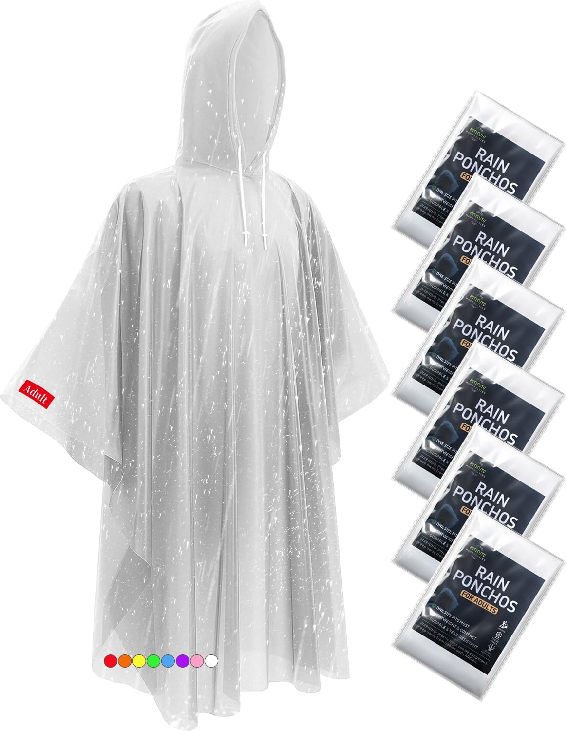 Extra Long Rain Ponchos for Ad - Emergency Poncho Rain のレビューと価格