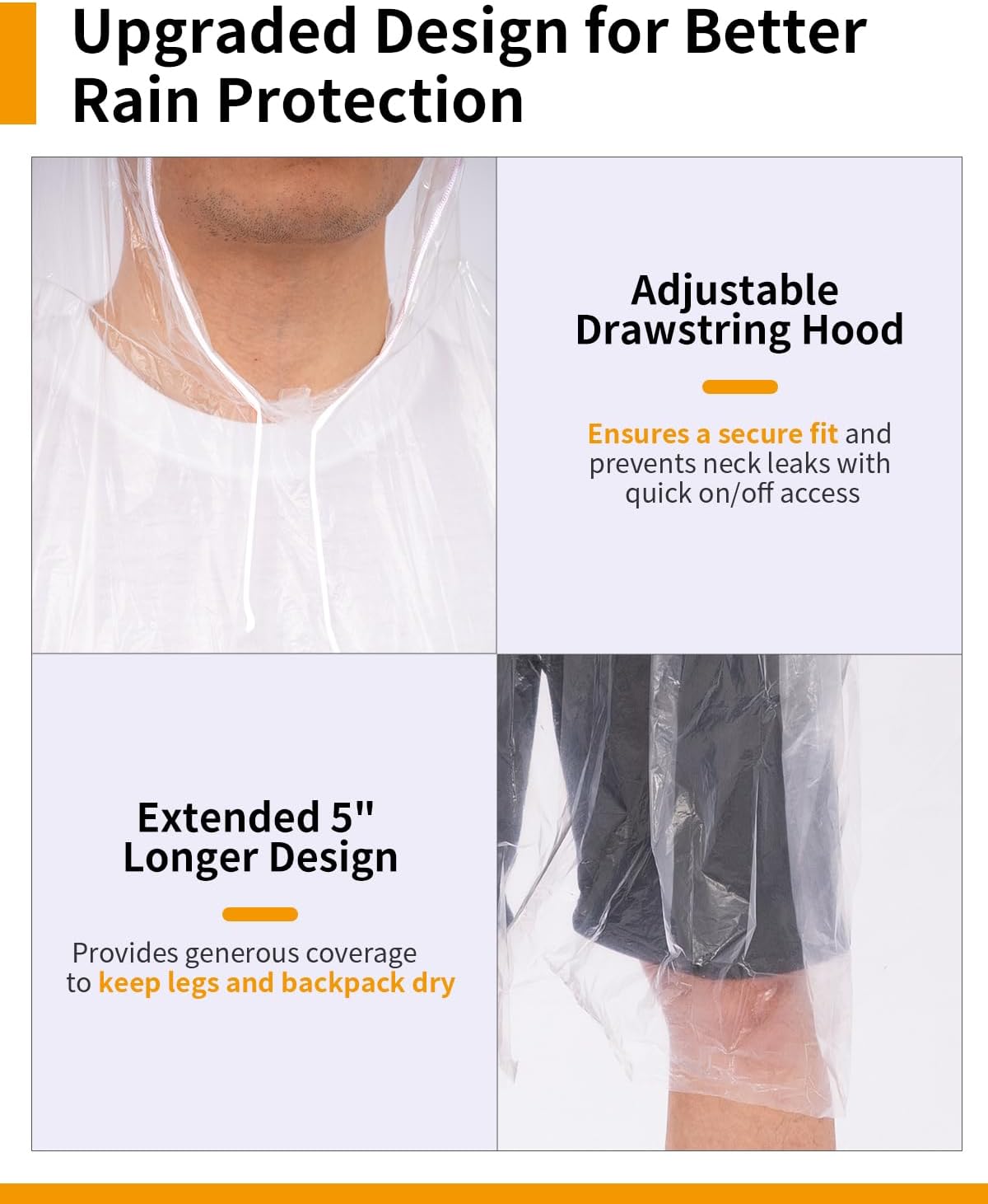 Extra Long Rain Ponchos for Ad - Emergency Poncho Rain のレビューと価格