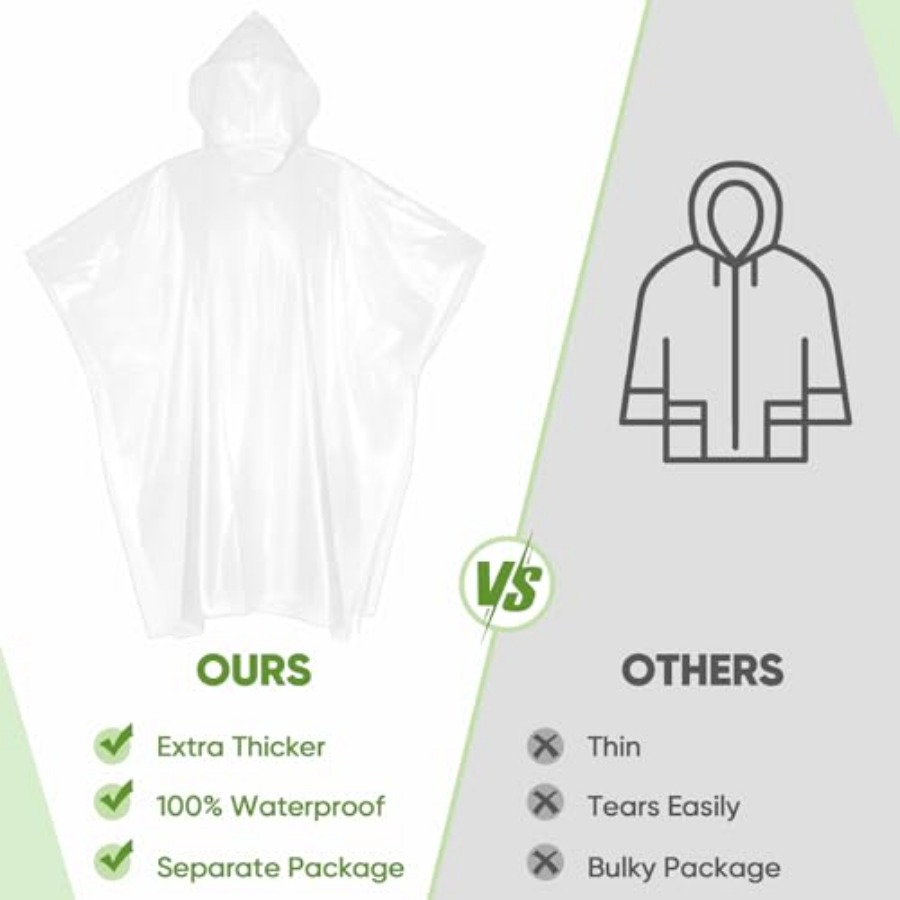 APEXUP Disposable Rain Ponchos - Emergency Poncho Rain のレビューと価格