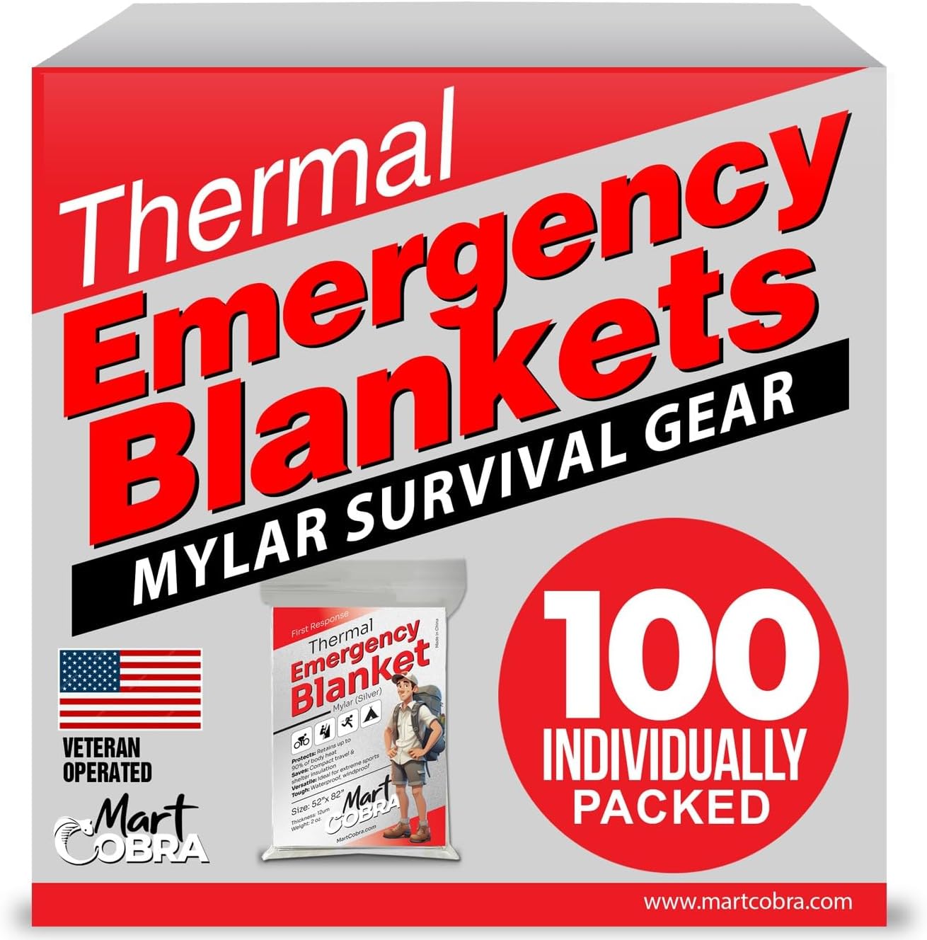 100-Pack Reflective Thermal Bl - Survival Blanket Reflective のレビューと価格