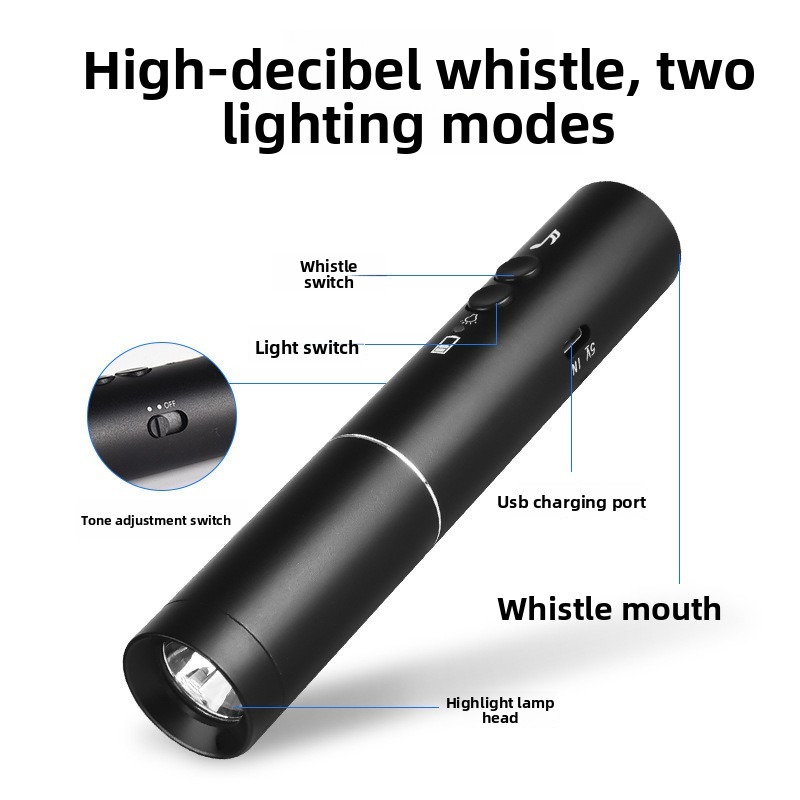 New LED Flashlight Electronic  - Emergency Whistle Loud のレビューと価格