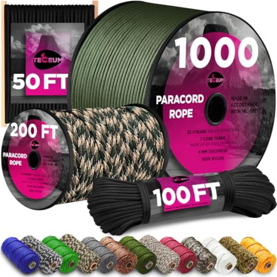 Paracord Rope 750 lb 1000ft/ 2 - Para Cord 1000Ft のレビューと価格
