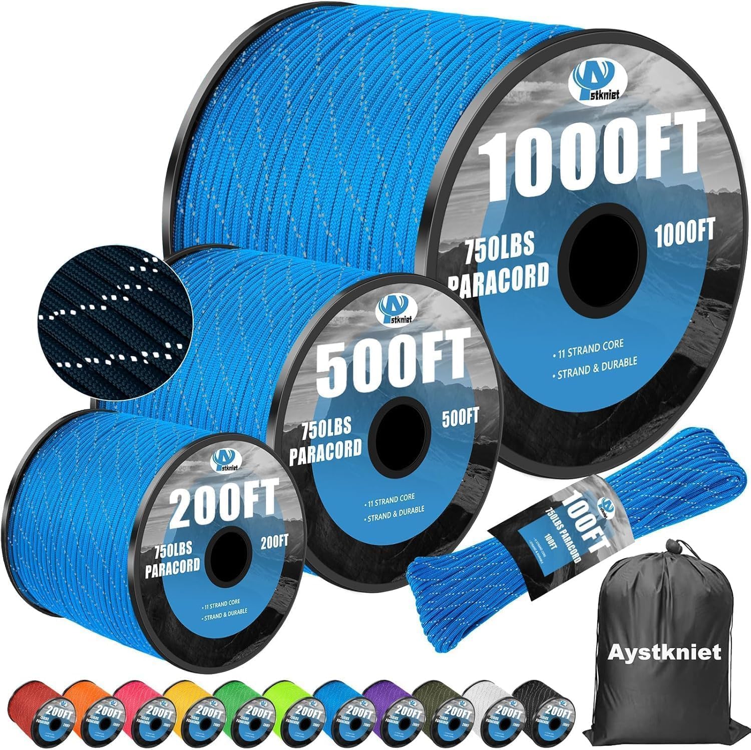 4mm Reflective Paracord Rope,  - Para Cord 1000Ft のレビューと価格