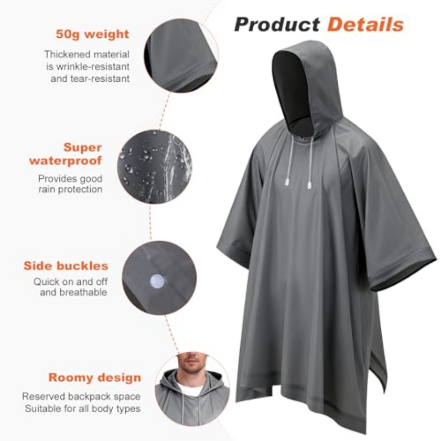 8 Pack Hooded Rain Ponchos for - Emergency Poncho Rain のレビューと価格