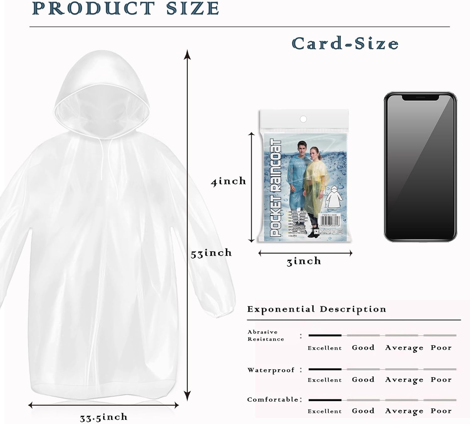 Disposable Rain Ponchos for Ad - Emergency Poncho Rain のレビューと価格