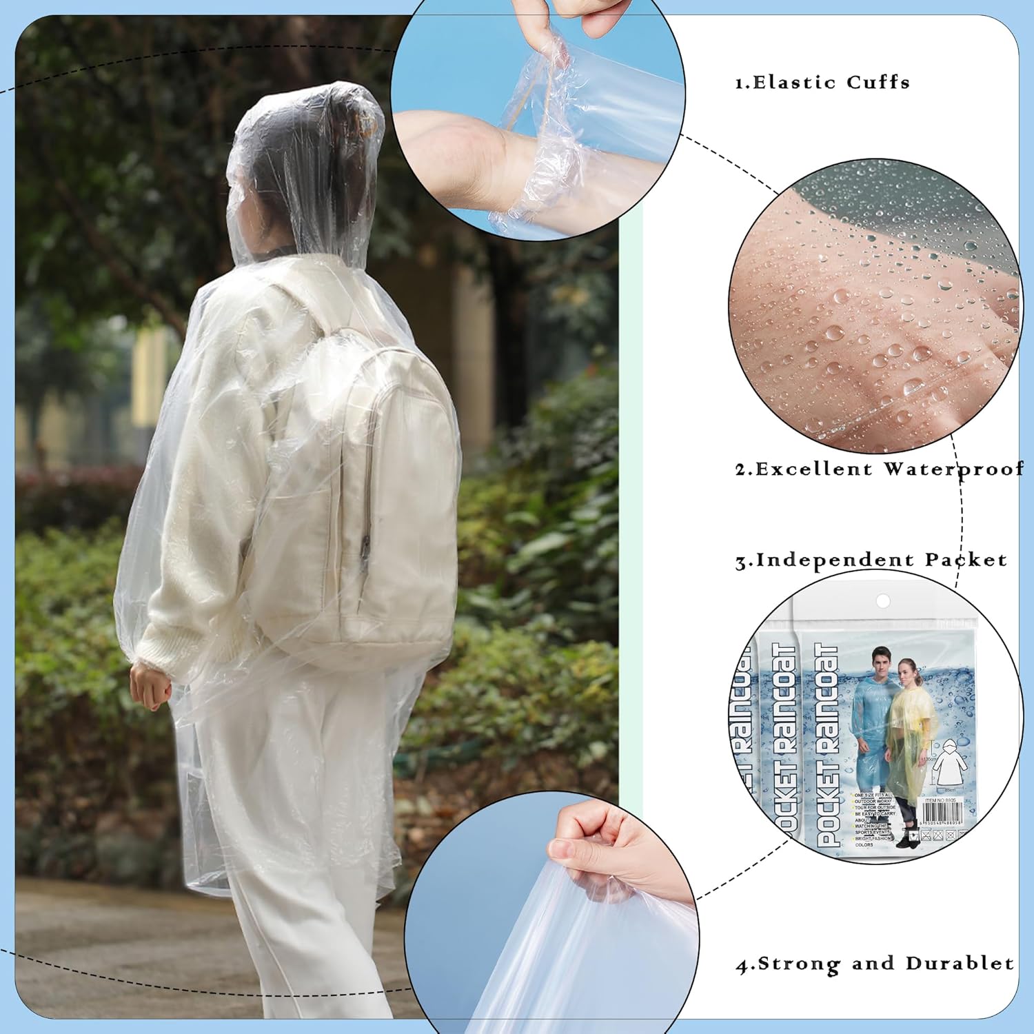 Disposable Rain Ponchos for Ad - Emergency Poncho Rain のレビューと価格