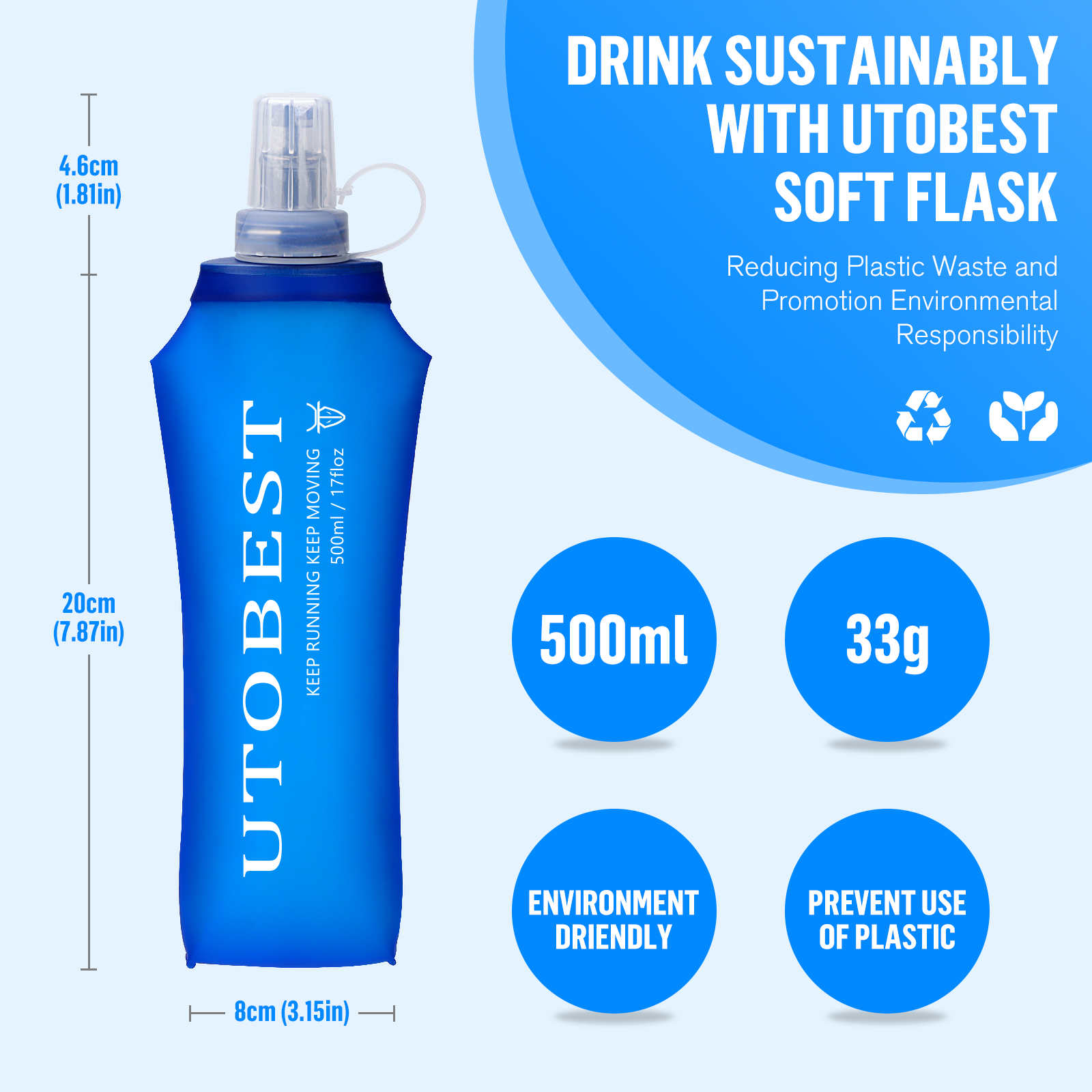 UTOBEST 250ml 350ml 500ml Soft - Water Bag Collapsible のレビューと価格