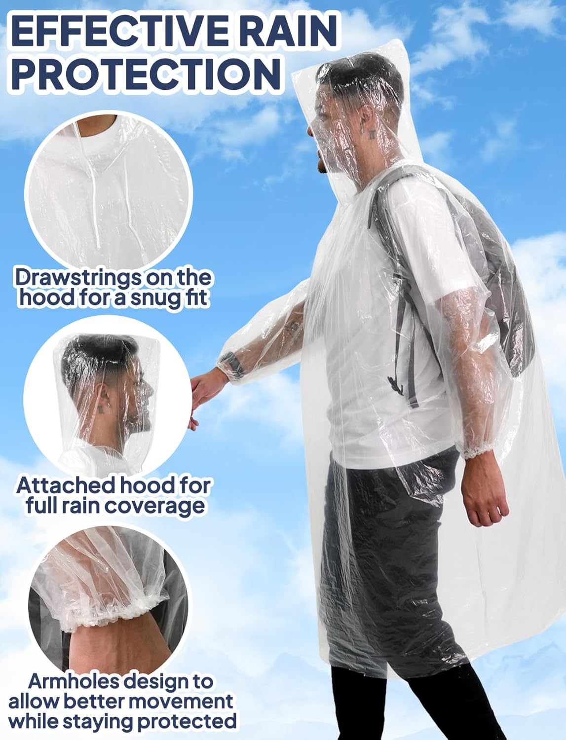 Disposable Rain Poncho for Adu - Emergency Poncho Rain のレビューと価格