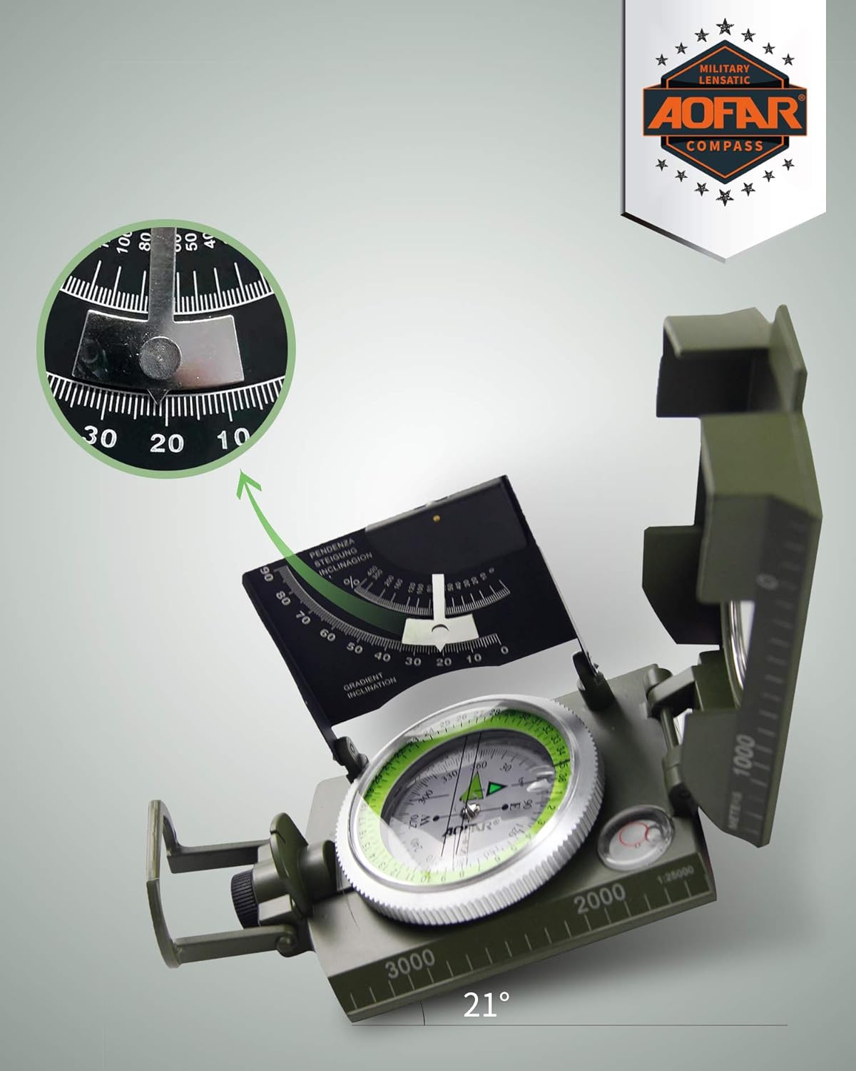 Military Compass for Hiking, L - Compass Lensatic のレビューと価格