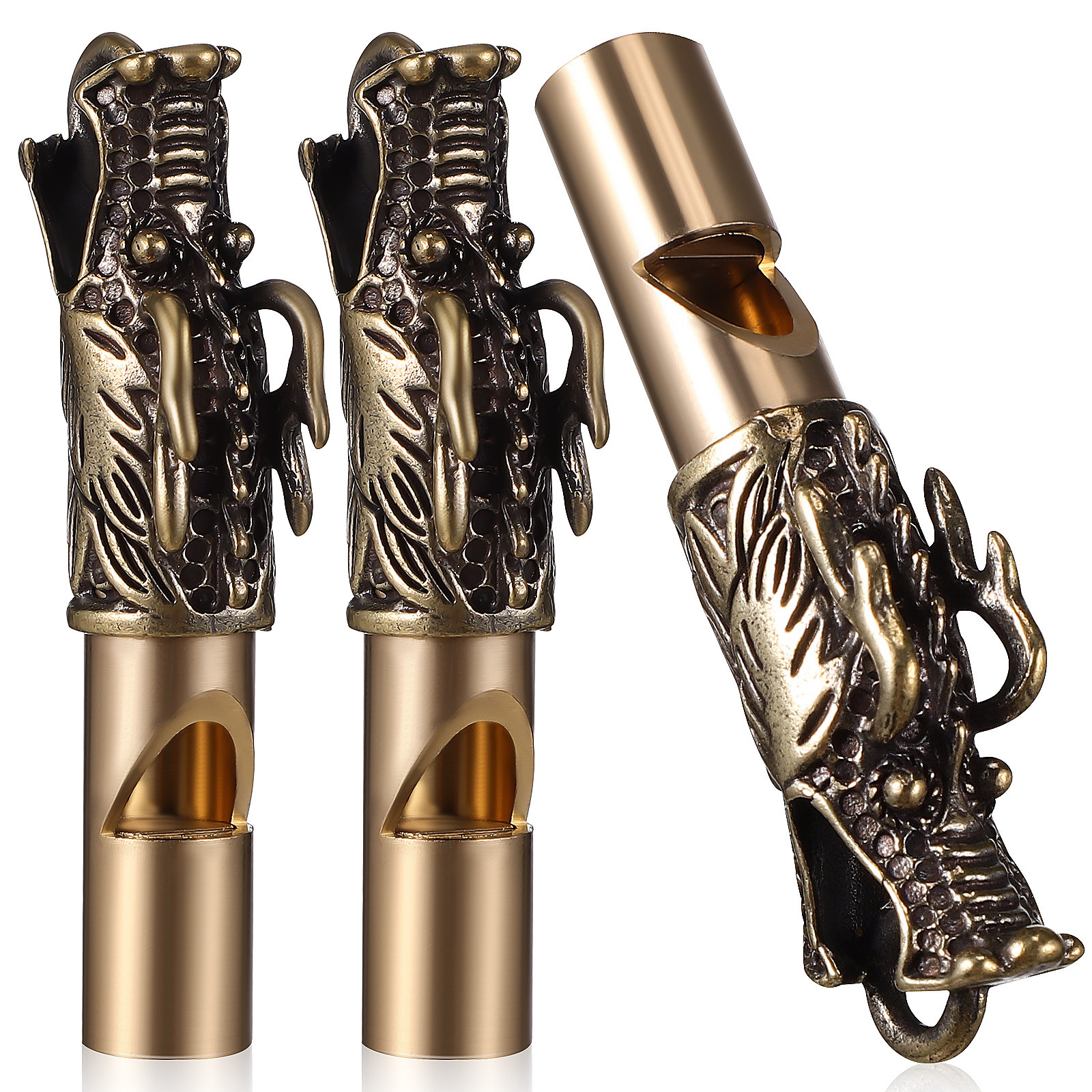 3Pcs Dragon Whistles Brass Vin - Emergency Whistle Loud のレビューと価格