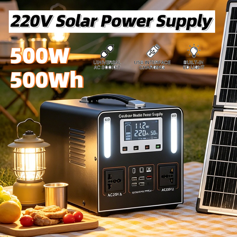 500W AC 220V Portable Power St - Solar Emergency Charger のレビューと価格