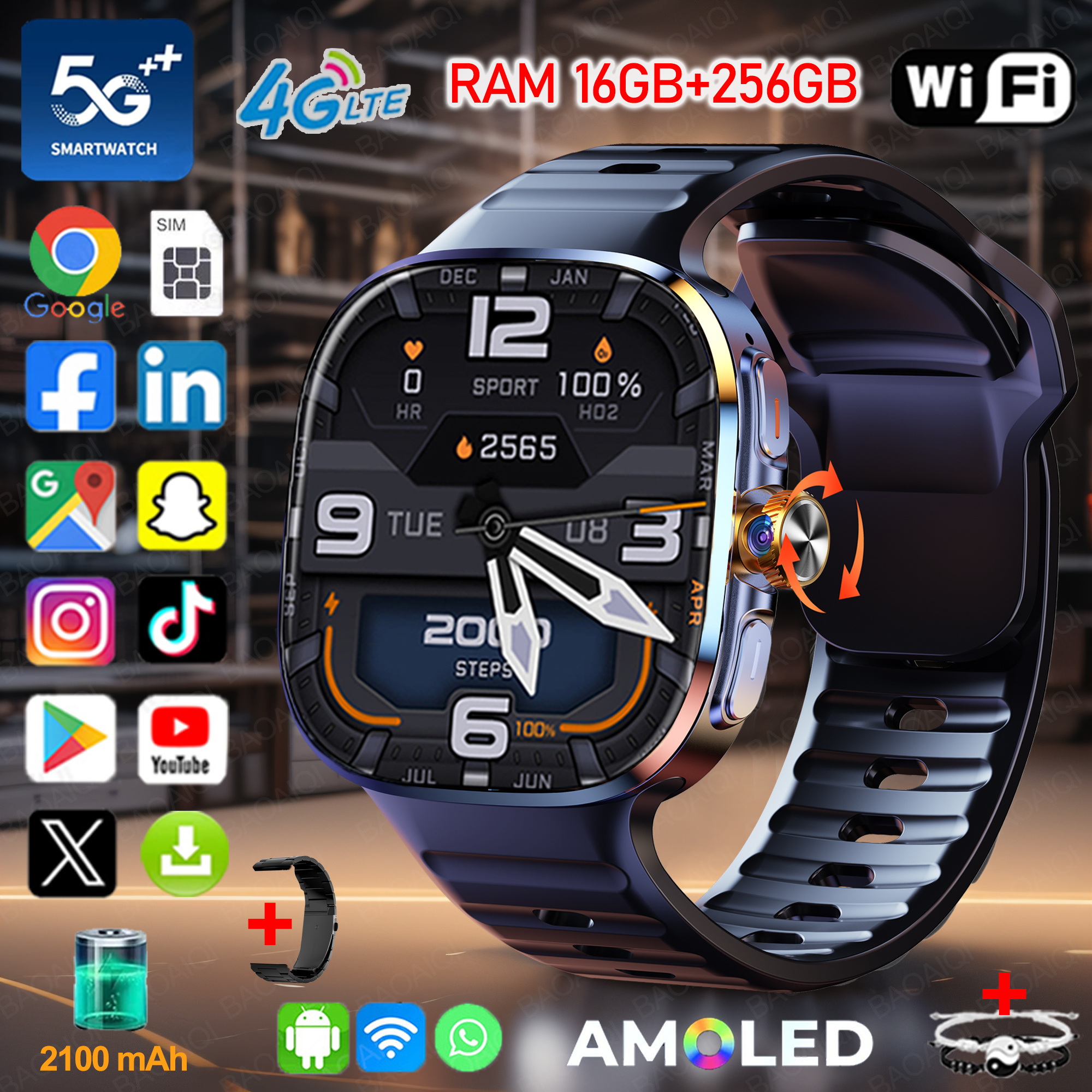 New Large Screen Smartwatch 4G - Compass Lensatic のレビューと価格