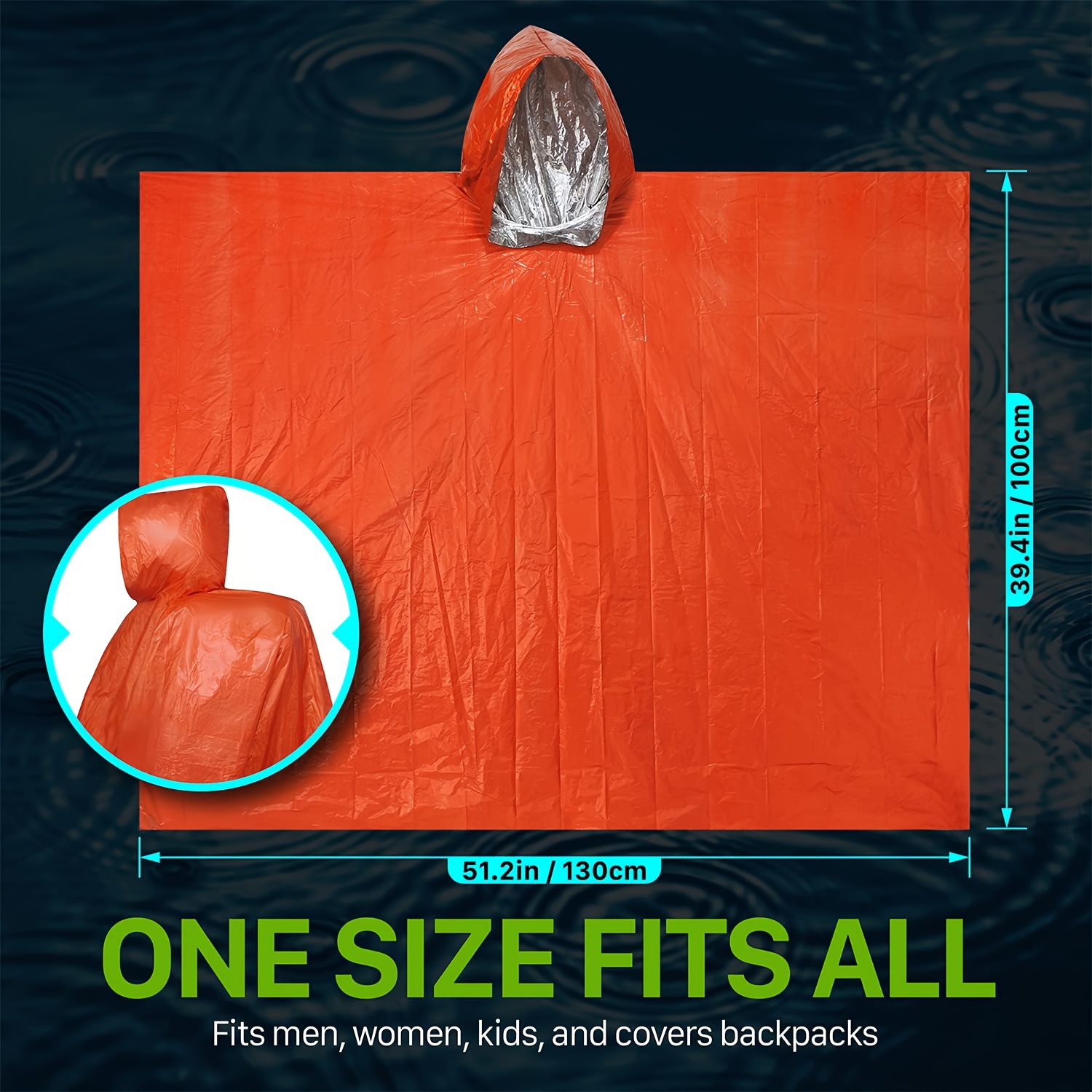 Emergency Survival Rain Poncho - Survival Blanket Reflective のレビューと価格