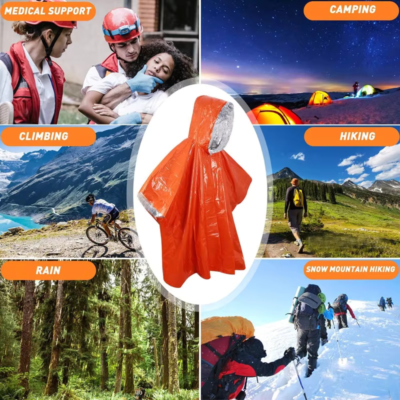 Emergency Survival Rain Poncho - Survival Blanket Reflective のレビューと価格