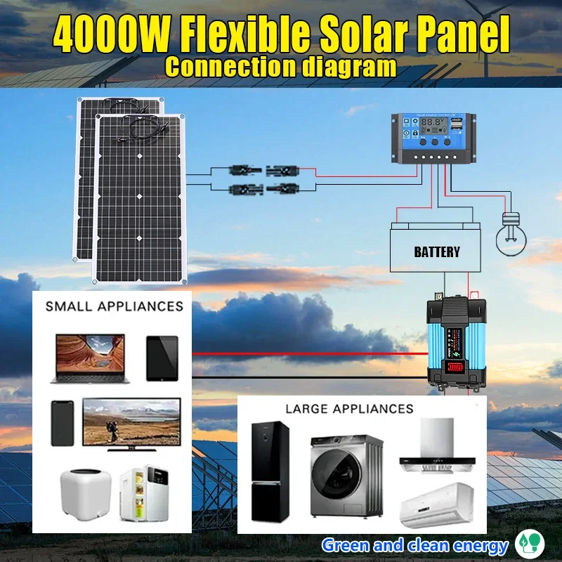 4000W Solar Panel Kit 12V To 1 - Solar Emergency Charger のレビューと価格