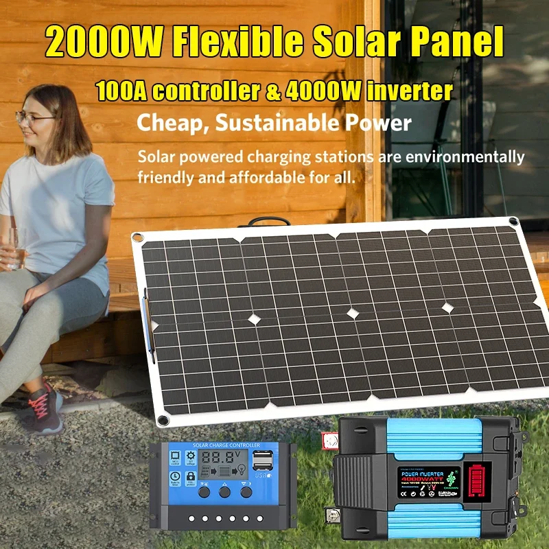 4000W Solar Panel Kit 12V To 1 - Solar Emergency Charger のレビューと価格
