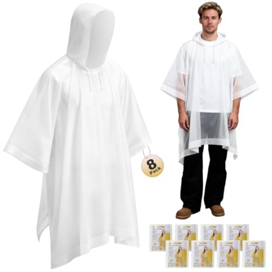 8 Pack Hooded Rain Ponchos for - Emergency Poncho Rain のレビューと価格