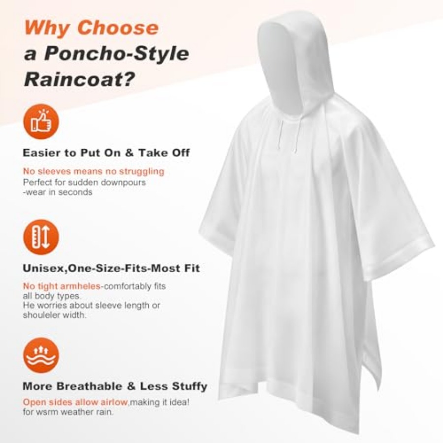 8 Pack Hooded Rain Ponchos for - Emergency Poncho Rain のレビューと価格