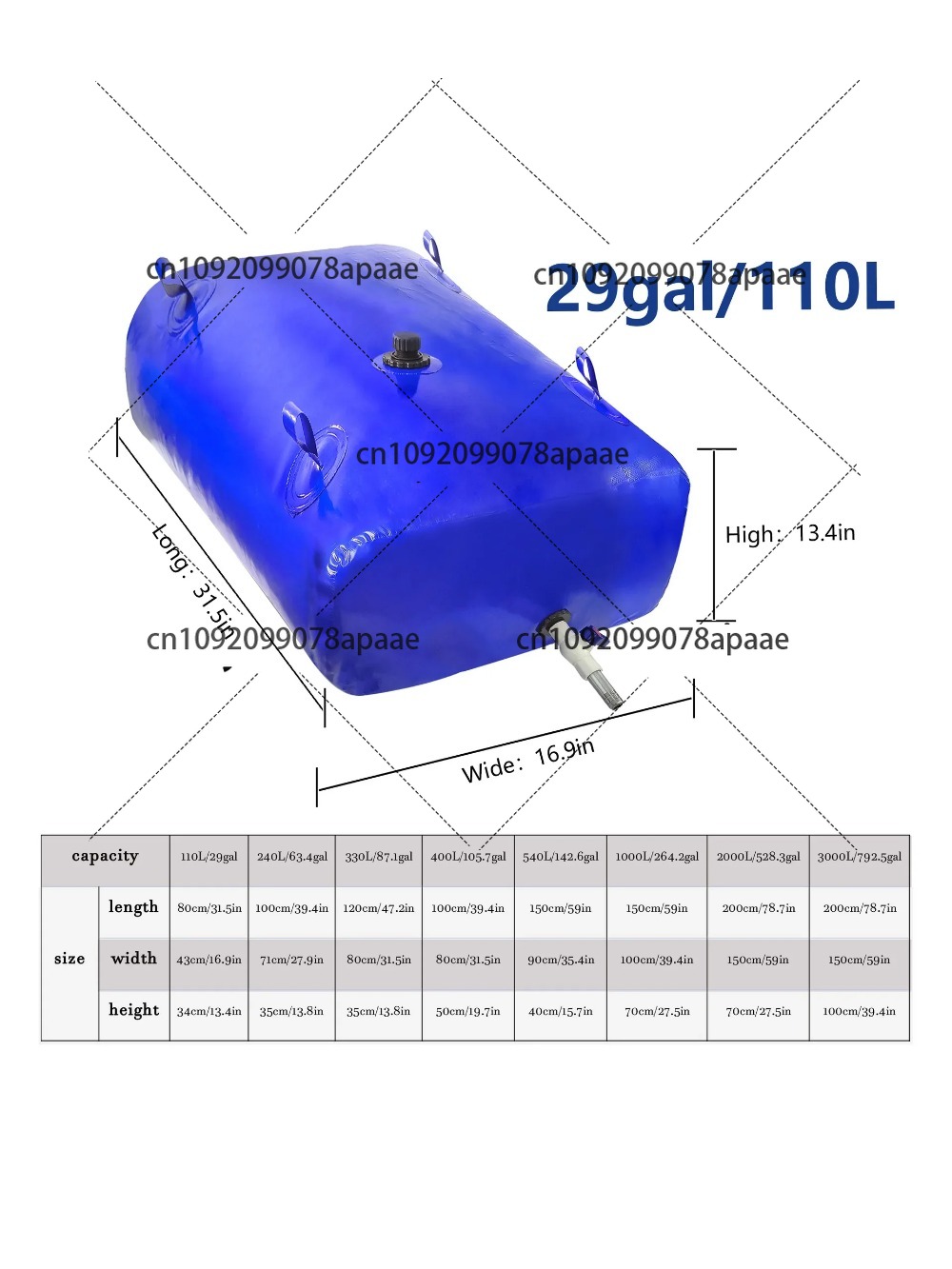 110L PVC Water Storage Bag, Po - Water Bag Collapsible のレビューと価格